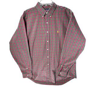 Ralph Lauren Mens XL Classic Fit Red Green Plaid Button-Down Shirt Long Sleeve